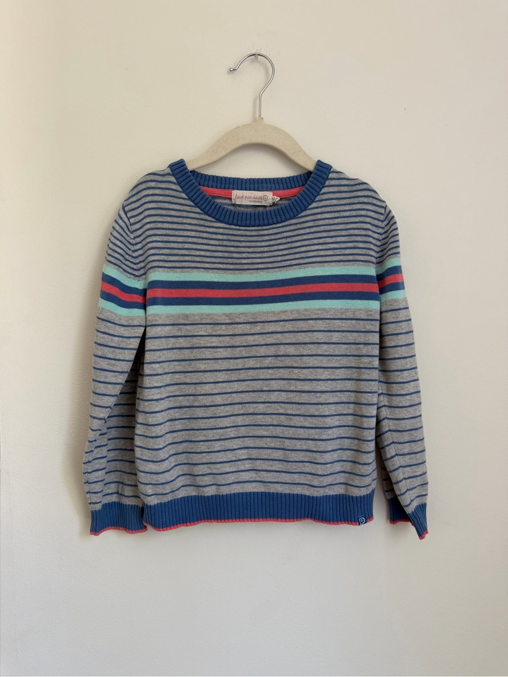 Deux Par Deux Striped Knit Crewneck Sweater (Size 5)